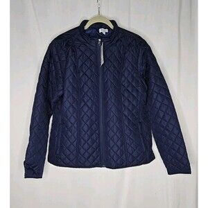 NWT Kim Rogers Everyday Quilted Puffer Jacket Navy Blue Coat Size XL